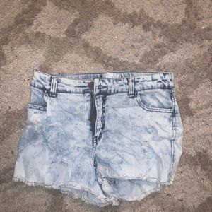 Acid wash jean shorts